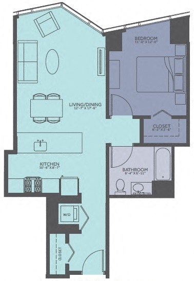 1 Bedroom 07-Tower Floorplan Image